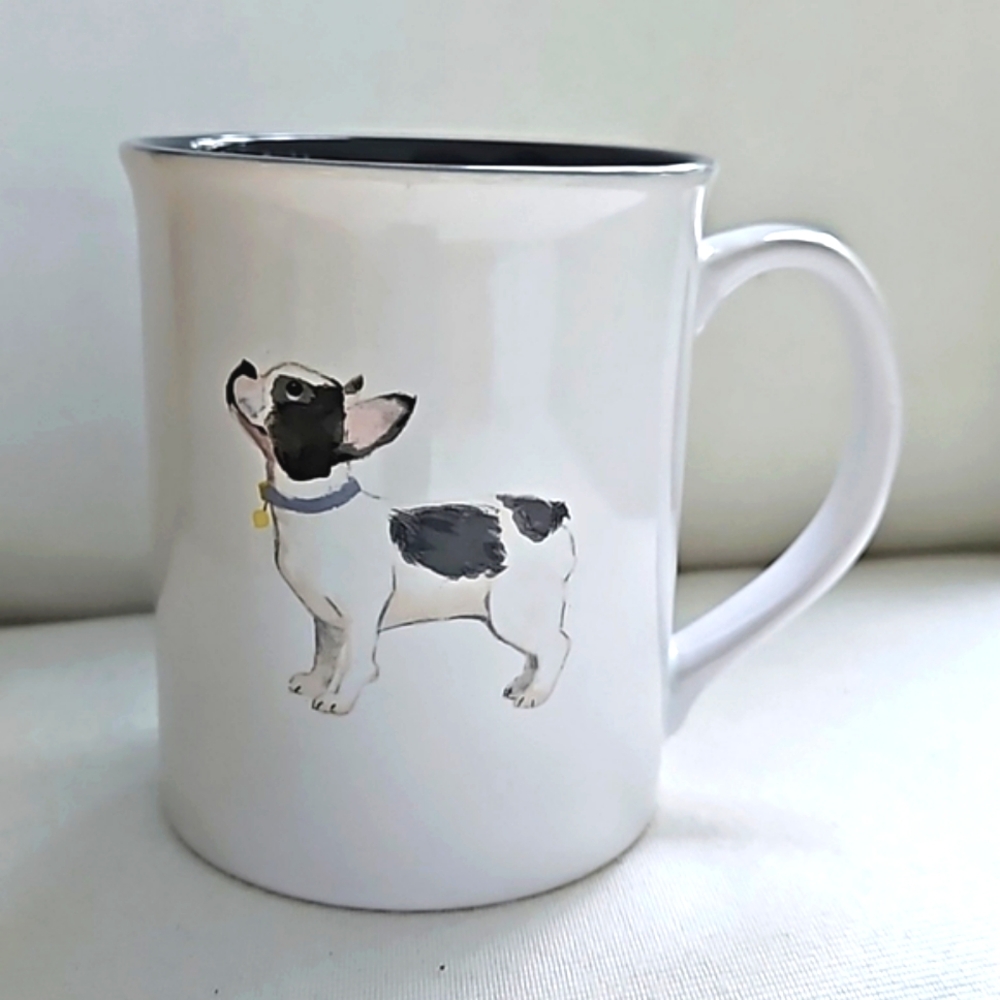 FRENCH BULLDOG RINGE STUDIO Mug Coffee/Tea 12 Oz White & Gray